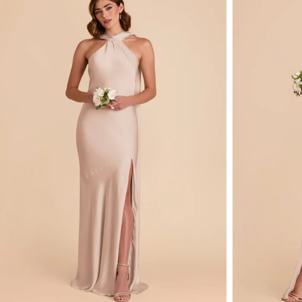 Eileen Dress 
Matte Satin Taupe